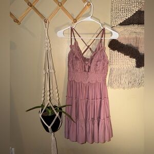 Zenana Outfitters Rose Pink Lace Mini Dress